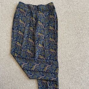 100% silk botanical print slacks